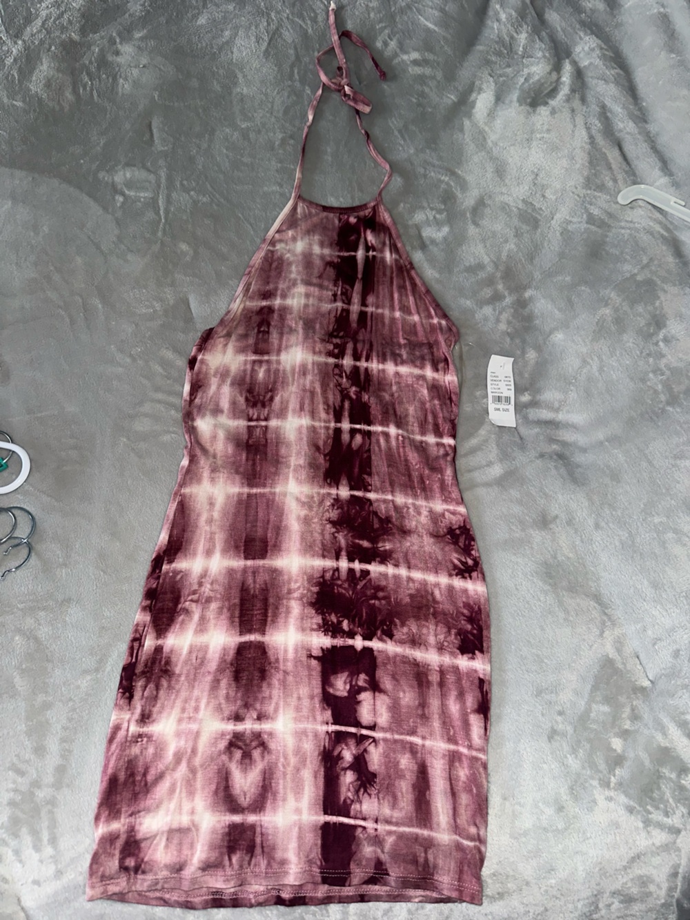 La Hearts Tie-Dye Bodycon Backless Midi Dress in Mauve and Cream NWT size small